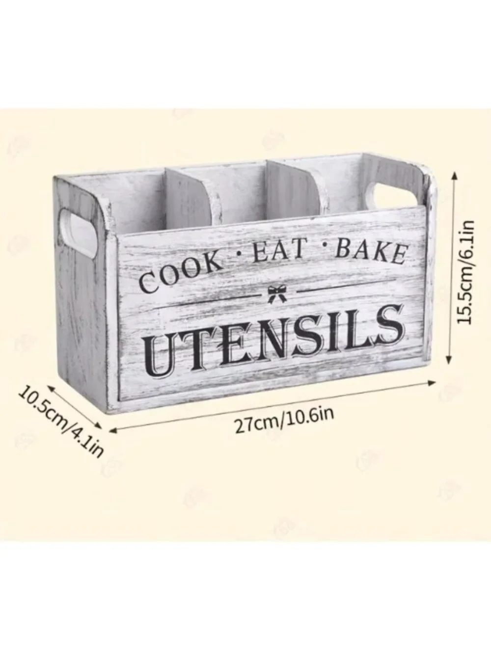 Wooden Kitchen Utensil Caddy, Spoon Fork Silverware Storage Rack